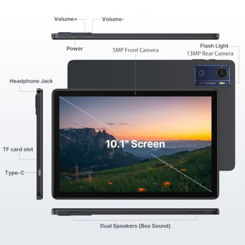 Image of Tablet 10.1 Inch, Android 16 Tablet with 12GB RAM 64GB ROM (TF 2TB), Octa-Core Processor, 5G WiFi Tablets, 7000mAh Battery, GPS, Google Gemini AI Tablet, Tablets for Adults Students Kids 2026 Upgraded