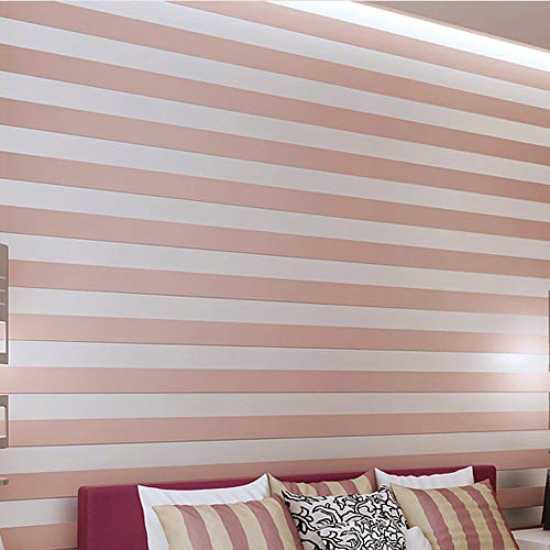 YangYun Home Decoration Rouleau de papier peint non collé pour salon, chambre à coucher ou télévision Motif rayures Rose/rouge 0,53 x 10 m = 5,3 m² Cover