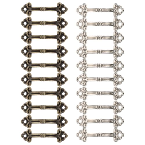 MAGICLULU 20 Tiradores de Cajón Mini Vintage de Aleación de Zinc, Manijas para Gabinetes y Cajas de Madera, Acabado Cobre Antiguo y Plateado, 47x14 Mm, Paquete 20 Piezas para Decoración