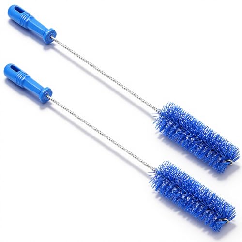 Image of Baderke 2 Pcs Drain Brush Pipe Cleaning Tube Brush, Blue, 19.7 x 2 Inch