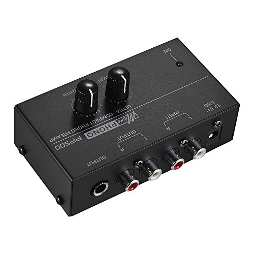 Muslady Ultra-compact Phono Preamp Preamplifier with Level & Volume Controls RCA Input & Output 1/4" TRS Output Interfaces