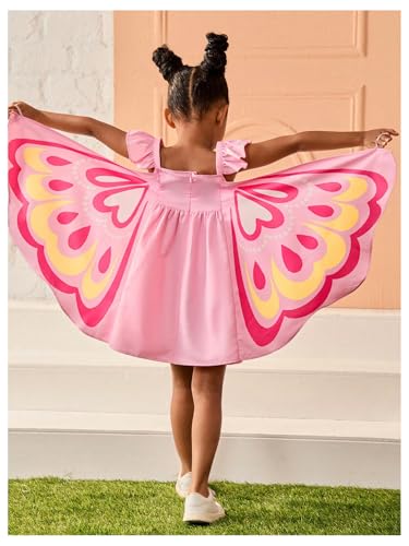 WDIRARA Toddler Girl's Butterfly Wings Ruffle Cap Sleeve A Line Dress Cute Party Dresses4