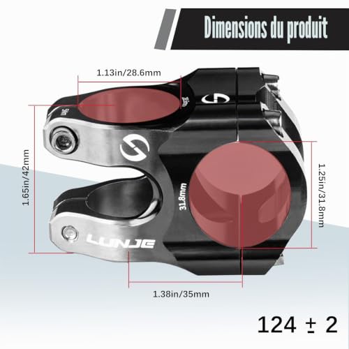 Guidon de vélo de montagne en alliage d'aluminium CNC, tige courte creuse haute résistance, adapté à la plupart des vélos, vélos de route, VTT, vélos BMX, vélos à pignon fixe, vélos de descente (noir) – vue 3