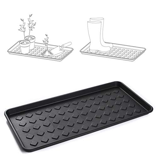 rg-vertrieb Schuhtablett 71x35x3,3 cm Schwarz | Schuhwanne & Abtropfschale Kunststoff | rutschfeste Unterlage für Schuhe, Pflanzen & Haustiere | Robuste Schmutzfangmatte