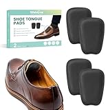 Welnove 2 pares almohadillas de lengüeta para zapatos - Protector zapatos de espuma viscoelástica de gamuza para zapatos, relleno suave autoadhesivo para botas, zapatos de cuero para hombres/mujeres