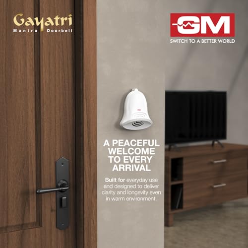 Image of GM 4026 Musical Door Bell for Home | Wired Electric Door Chime | Melody Sound | Sleek White Design | Wall Mount Installation | 240V AC | Durable & Energy Efficient