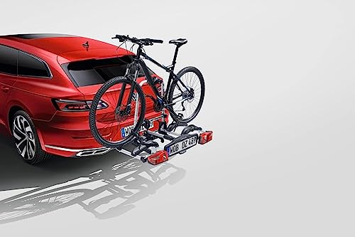 Volkswagen 000071105G Fahrradträger für Anhängevorrichtung AHV-Träger Heckträger, für 2X Fahrräder, großer Abklappwinkel, erweiterbar, schwarz