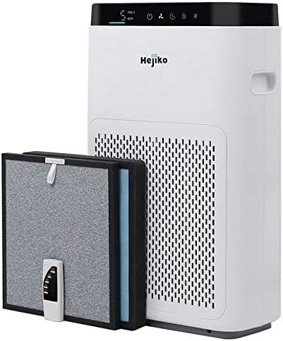 Hejiko Air Purifiers for Home Large Room,1200 sq ft, 5 Stage Filtration System, H13 True HEPA with Washable Filter, Remove 99.97% Allergens, Dust, Pet Hair, Pollen, Smoke, Air Quality Sensor, 20dB