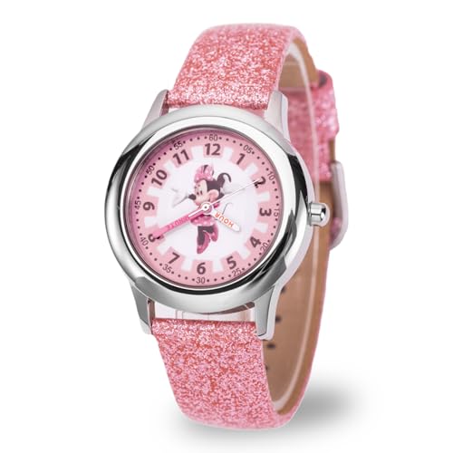 Montre Disney analogique pour apprendre l'heure facilement avec son bracelet en cuir
