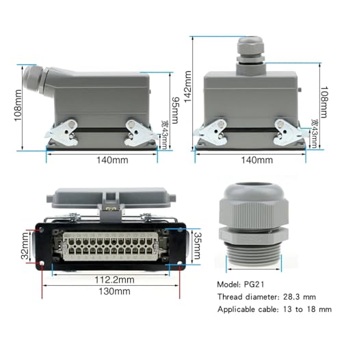 Conector industrial pesado 24 pines impermeable miniatura 7