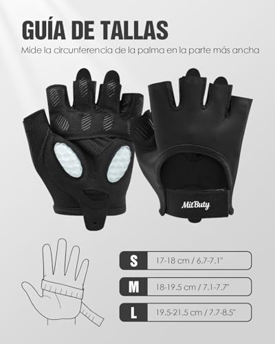 MitButy Gym Gloves for Men & Women – Weight Lifting Gloves, Fingerless Workout Glove for CrossFit, Fitness, Exercise & Training with Silicone Grip Dots for Secure Hold & Palm Padding Protection