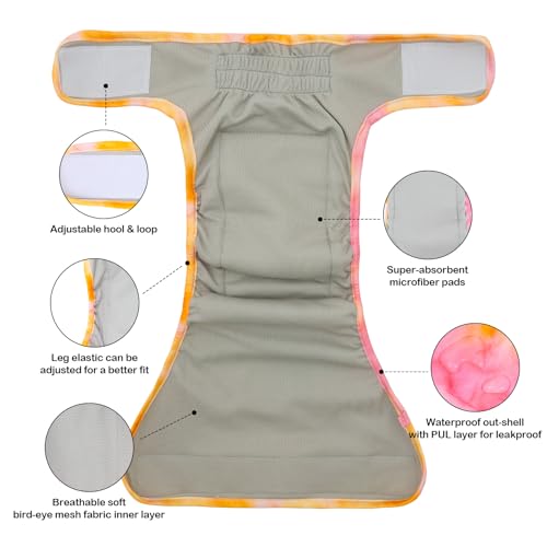 Image of Female Dog Diapers Reusable No Tail Hole Period Panties Washable 3 Pack Diapers Female for Docked-Tail Frenchie French Bulldog Boston Terrier Without Tail U-WWD04S