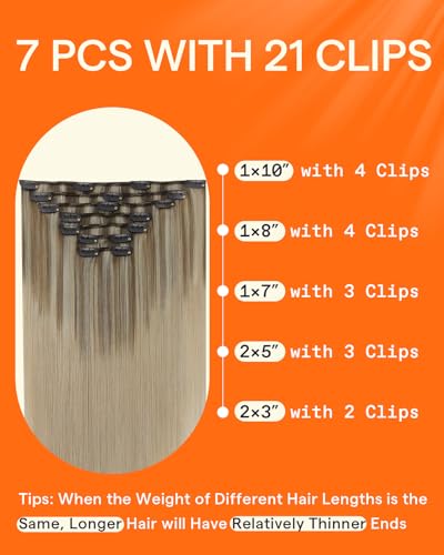 Image of Full Shine Clip in Extensions, Teddy Bear Blonde Human Hair | Invisible Hair Extensions Clip Ins, Remy Hair, Natural Look for Daily Wear, 18 Inch 120g 7 Pcs
