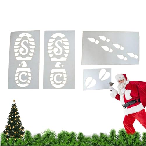 Plantillas de huellas de Navidad, plantillas reutilizables de Navidad, para pegar pintura de nieve, decoración navideña pequeña para azulejos