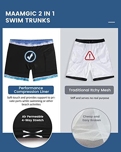 Image of maamgic Mens 5 Inch Stretch Swimming Shorts Compression Liner Swim Trunks Swimwear Bathing Suits Beach Wear Swim Suits