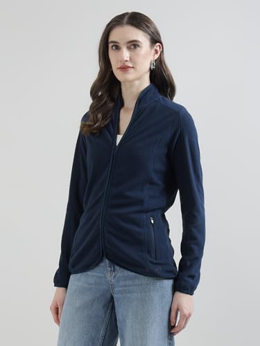 Image of Alan Jones Clothing Women's Standing Collar Zipper Fleece Standard Length Jacket