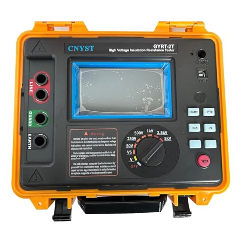 CNYST 高電圧絶縁抵抗計 高電圧絶縁テスター と 絶縁抵抗試験 5kV 5mA 測定範囲 0.50MΩ〜2.00TΩ カラータッチスクリーン USBケーブル経由でテスト記録をPCに転送可能