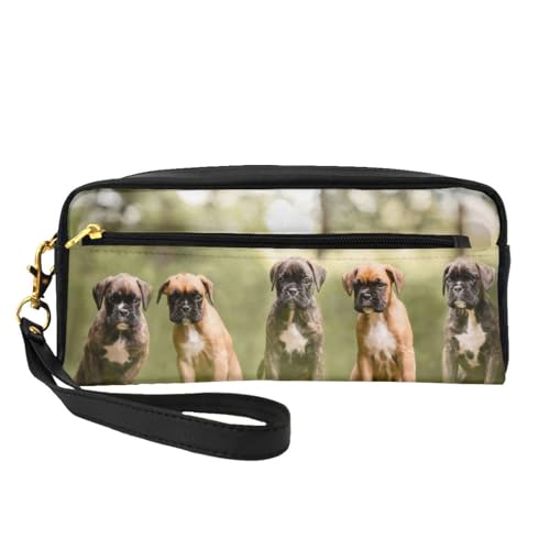 Boxer Cani Cuccioli Animali domestici Cani di famiglia Borsa per il trucco per cosmetici da viaggio portatile da toilette Astuccio pelle per donne e ragazze