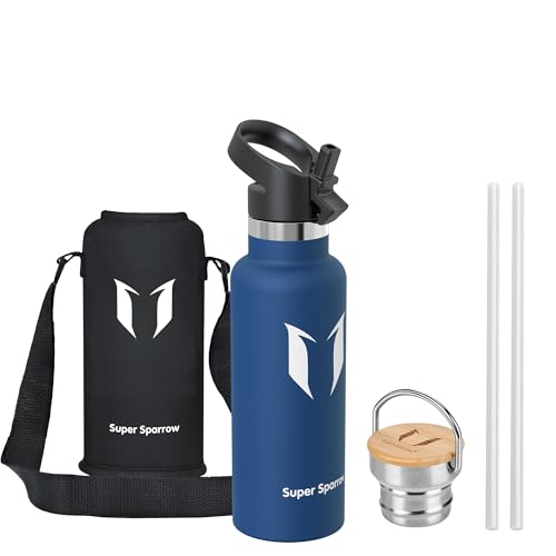 Super Sparrow Botella Agua Acero Inoxidable-Botella Agua Niños-500ml- Botella Termica Boca Estándar - Sin BPA, para Niños & Adultos, Deporte, Oficina, Yoga, Ciclismo (Arándano)