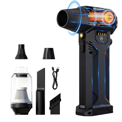 Electric Air Duster, 380000RPM High-Speed Compressed Air Blower, Replace Disposable Air Cans, Adjustable Speed for Key Board/PC/Car/Home/Outdoor, LED Light, Reusable（DC-5V）