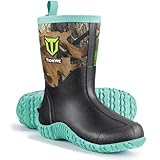 TIDEWE Rubber Boots for Women with Steel Shank, 6mm Neoprene Waterproof Insulated Mid Calf Rain Boots, Sturdy Hunting Work Boots for Farming Gardening Fishing (Next Camo G2 Size 8)