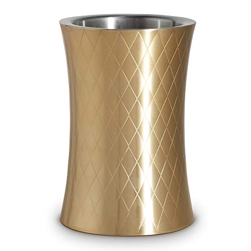 VonShef Seau à Vin Double Paroi  Acier Inoxydable Couleur Or Gravé