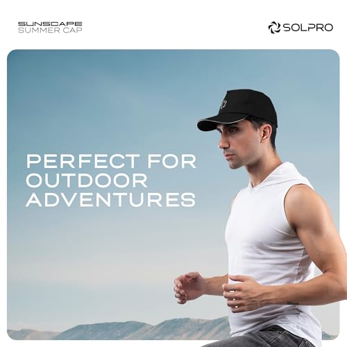 Image of Solpro Sunscape Unisex Polyester Cap | Lightweight & Breathable | Portable Sun Protection for Sports, Travel & Everyday Wear | Adjustable Velcro Strap
