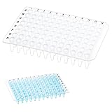 CryoKing 100 Stück 96 Well PCR Platte, Labor PCR Platte, Labor Mikroplatten, Labor-Proben-Mikroplatten für Mikrochemie, 0.2ml, Nicht-Skirted, Unsteril, Polypropylene, Transparent
