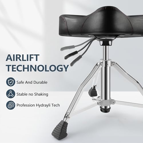 Ramzi YYGD Drum Throne, Airlift Heavy Duty Drum Throne Seat,Drum Throne Adjustable Stool Drum Motorcycle Style Drum Throne Drummer Stool thumb #2