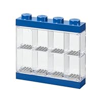 LEGO Minifigure Display Case 8 Blue, Stackable Container for Wall or Desk, Space for 8 Minifigures, Home Office Display Cabinets LEGO storage