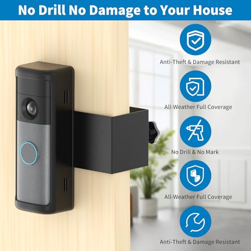 Image of Anti-Theft Ring Doorbell Mount for 2026 Newest Ring Battery /Other Doorbell /Plus /Pro (2nd Gen), No-Drill Camera Doorbell Kits, Non-Blocking Motion Sensor, Accessories for Apartment & Rental, Black