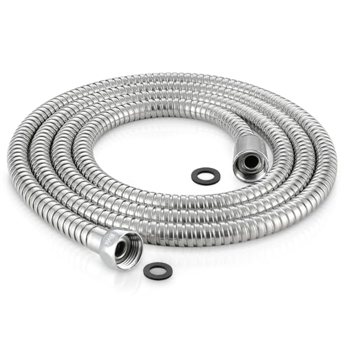79 Inch Extra Long Stainless Steel Shower Hose - Flexible & Wear-Resistant with Chrome shower head with hose Plated Nut & Insert