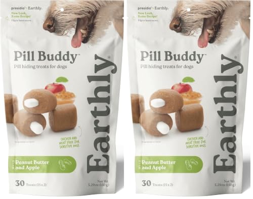 Presidio Pill Buddy Naturals - PB & Apple Recipe Pill Hiding Treats for Dogs - Make A Perfect Pill Concealing Pocket Or Pouch for Any Size Medication - 30 Servings 5.29 Ounce (Pack of 2), Brown