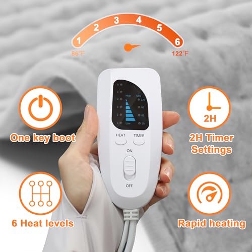 Image of Deepsoon Heating Pad,Electric Heating Pads for Back,Neck,Moist Heating Pad for Abdomen Shoulder Knee Legs,Dry /Moist Heat&Auto Shut Off,Mother's Day Birthday for Men and Women,Light Gray,33x17 Inch