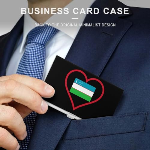 I Love Uzbekistan Red Heart Business Card Holder Slim Credit Case Pocket Name Case Wallet for Men Women3