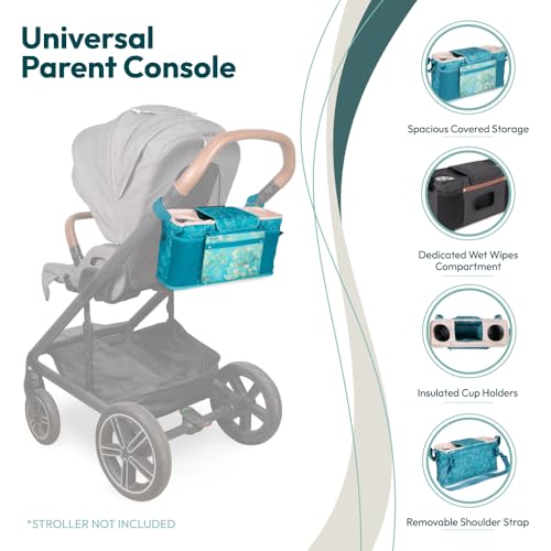 Image of WONDERFOLD Universal Parent Console Stroller Organizer with Insulated Cup Holders, Hook & Loop Closure Handle Attachment, 2 Storage Pockets, Removable Shoulder Strap for Easy Transport