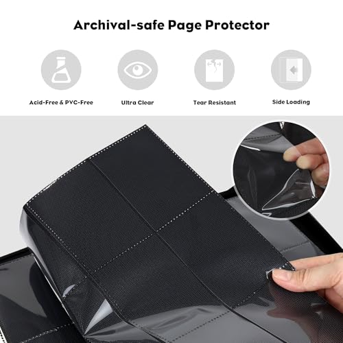 Image of Katomula 360 Pockets Card Binder, MTG Card Binder, Double Sided Card Collection Album Folder with 20 Pages, Side-Loading Card Holder for MTG, TCG, Trading Card, Sports Cards-Swamp