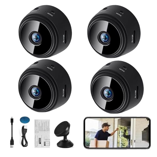 QKSKYP Vista Focus Camera 2024, Vista Focus â€“ Magnetic Security Camera, Mini 1080p HD Wireless Magnetic Security Camera, 2.4ghz WiFi Wireless Small Camera with App (4Pcs)