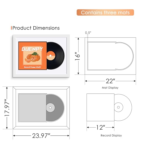 Image of DUENPY 16x22 Vinyl Frame For 12.5x12.5 Cover Black Mat White