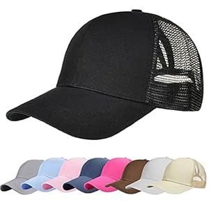 heekpek Casquette de Baseball Femme Chapeau Queue De Cheval Casquette Réglable Mesh Trucker Baseball Hat