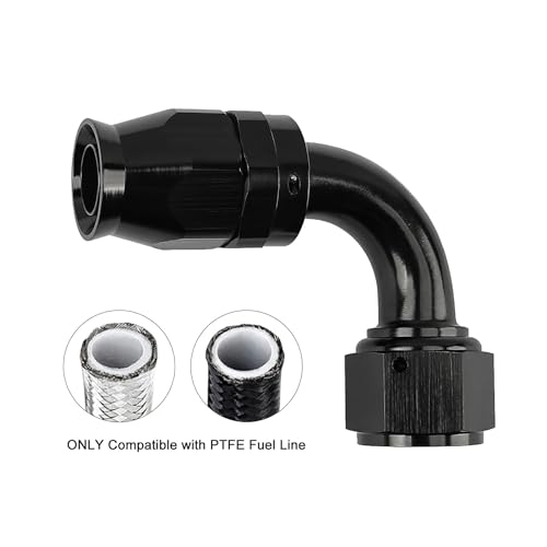 Manguera 12AN PTFE codo 90 grados EVIL ENERGY con conector negro de rosca automotriz, 2 piezas 6