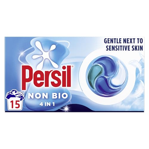 Image of Persil Non Bio Laundry Capsules, 15 Washes - 4-in-1 Laundry Capsules, Fast-Dissolving, Lifts Stains 1st Time, Gentle Next to Sensitive Skin and Leaves Laundry Fresh Even in Quick & Cold Washes