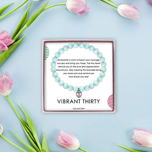 Solinfor 30Th Birthday Gifts For Women - Amazonite Beads Bracelet - 30 Years Old Jewelry Gift Idea For Her #TOP5