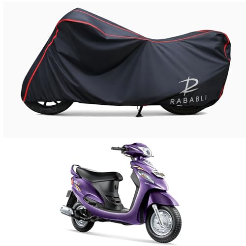 Image of Waterproof Bike Body Cover Compatible for | Mahindra Rodeo RZ BS6 | Taffeta Fabric, Red Piping Design, Bottom Elastic Fit | Dustproof, Sun UV & Rain Protection for All Bikes