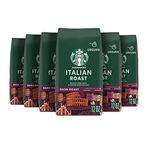 Image of Starbucks Ground Coffee, Dark Roast Hot or Iced Coffee, Italian Roast, Six 12 oz Bags