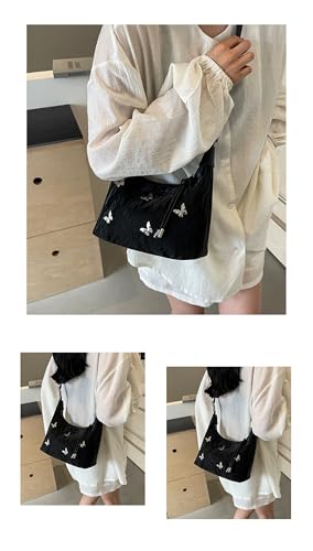 Women Tote Handbags Butterfly Vegan Leather Shoulder Bags with Adjustable Strap Trendy Crossbody Purse4