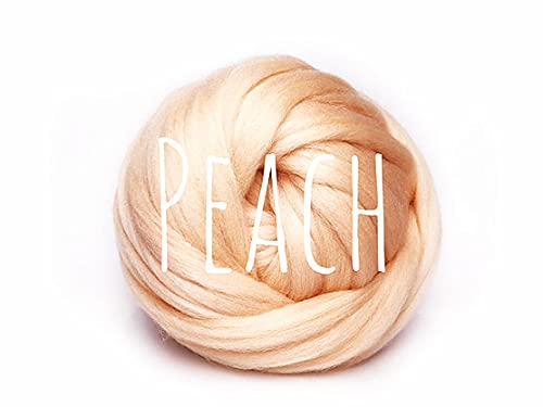 Colorful Passions Merino Wool Roving Oeko-TEX Certified Chunky Yarn Arm Knitting Felting Spinning Weaving Macrame 26-28 Microns EU Suppliers Peach 500g (0.5kg) (1.1lb) — image 1