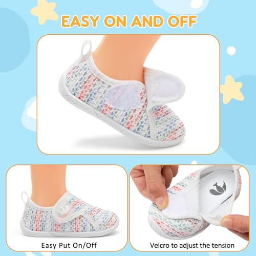 Image of FEETCITY Toddler Walking Shoes Slip On Toddler Shoes Boys Girls Kids Sports Sneakers Casual School Shoes Barefoot Shoes