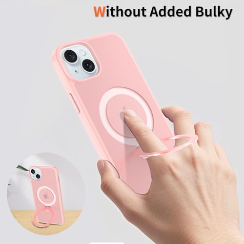 iYavvort Ultra-Magnetic Stand for iPhone 15/iPhone 14/iPhone 13 Case [Military Drop Protection] [Compatible with MagSafe] Shockproof Translucent Matte Slim Ring Holder Case (Pink) - image 6