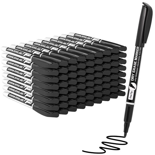 Image of MaxGear Dry Erase Markers Black Fine Point, 72 Count Fine Tip Whiteboard Markers Bulk Low Odor Erasable for White Board, School Supplies for Classroom, Home, Office, 72 Count, Black